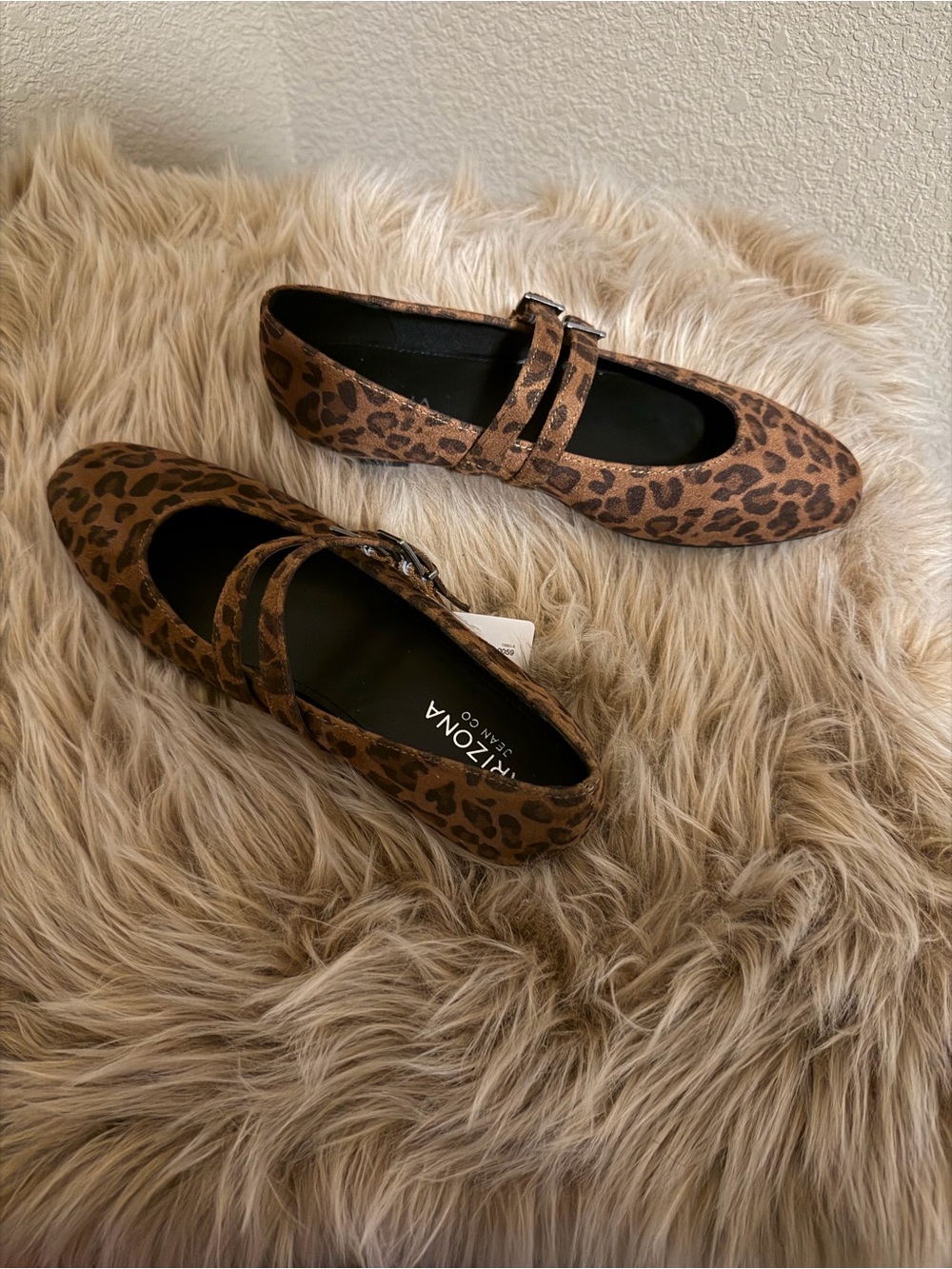 Arizona Jean Company Leopard Print Mary Jane Flats in Brown